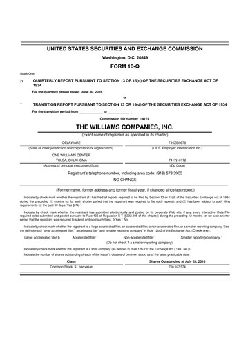 Thumbnail Williams Companies
 10-Q Quarterly Report FY2016 