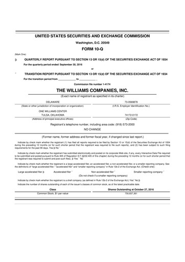 Thumbnail Williams Companies
 10-Q Quarterly Report FY2016 