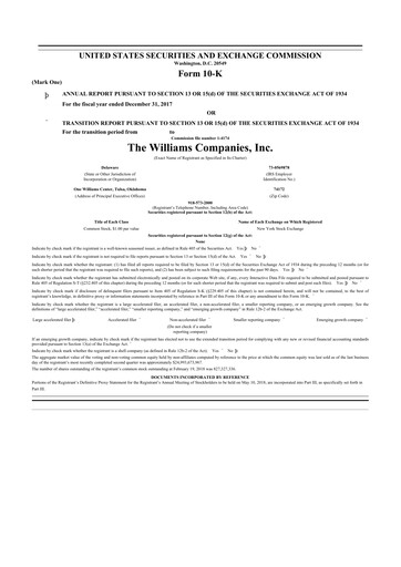 Thumbnail Williams Companies
 10-K Annual Report 2017