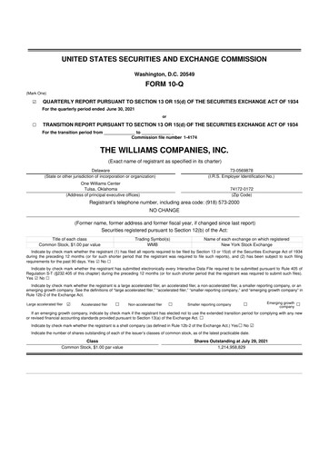 Thumbnail Williams Companies
 10-Q Quarterly Report FY2021 