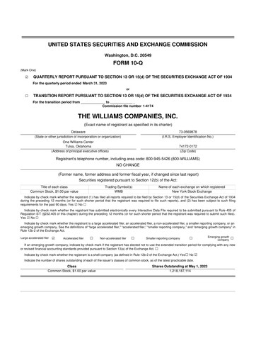Thumbnail Williams Companies
 10-Q Quarterly Report FY2023 