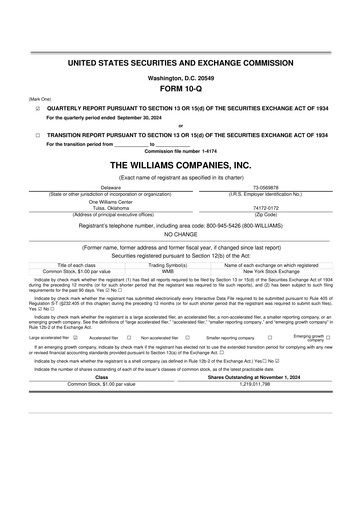 Thumbnail Williams Companies
 10-Q Quarterly Report FY2024 