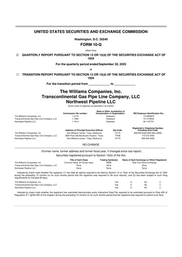 Thumbnail Williams Companies
 10-Q Quarterly Report FY 