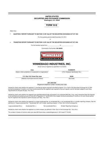 Miniature Winnebago Industries 10-Q Rapport trimestriel  