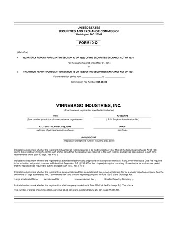 Miniature Winnebago Industries 10-Q Rapport trimestriel  