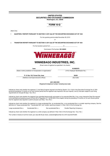 Miniature Winnebago Industries 10-Q Rapport trimestriel  