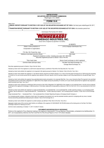 Thumbnail Winnebago Industries 10-K Annual Report 