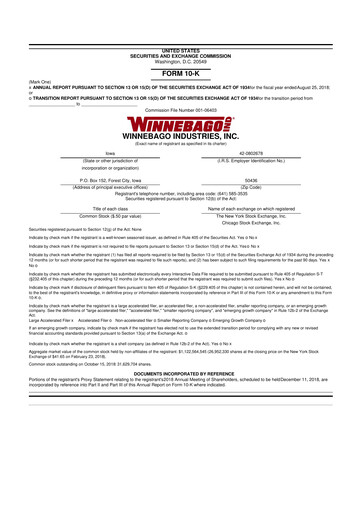 Thumbnail Winnebago Industries 10-K Annual Report 