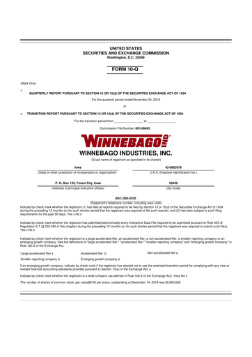 Miniature Winnebago Industries 10-Q Rapport trimestriel 2019 