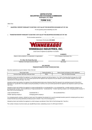 Miniature Winnebago Industries 10-Q Rapport trimestriel 2019 