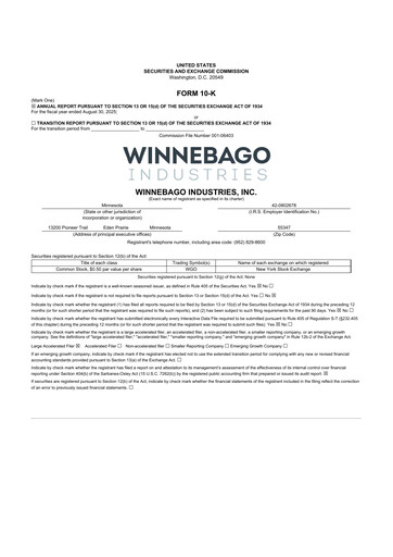 Thumbnail Winnebago Industries 10-K Annual Report 2025