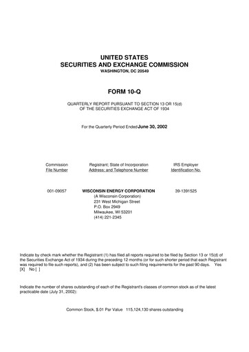 Miniature WEC Energy Group 10-Q Rapport trimestriel  