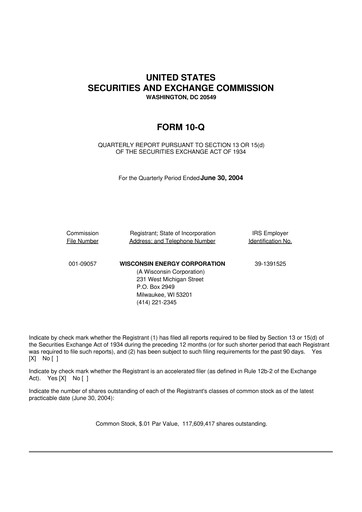 Miniature WEC Energy Group 10-Q Rapport trimestriel  