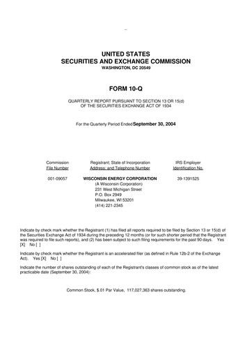 Miniature WEC Energy Group 10-Q Rapport trimestriel  