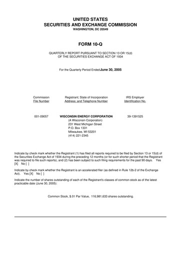 Miniature WEC Energy Group 10-Q Rapport trimestriel  