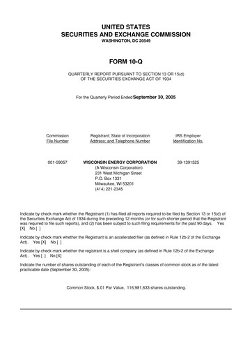 Miniature WEC Energy Group 10-Q Rapport trimestriel  
