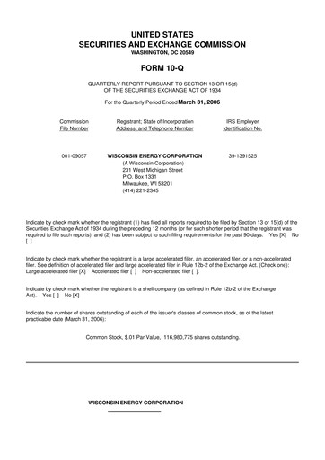 Miniature WEC Energy Group 10-Q Rapport trimestriel  