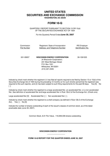 Thumbnail WEC Energy Group 10-Q Quarterly Report FY 