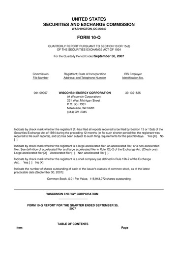 Miniature WEC Energy Group 10-Q Rapport trimestriel  