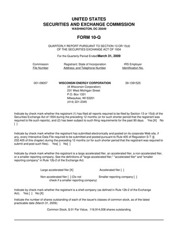 Miniature WEC Energy Group 10-Q Rapport trimestriel  