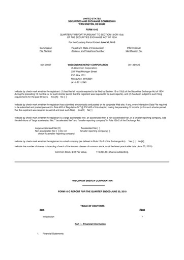 Miniature WEC Energy Group 10-Q Rapport trimestriel 2010 