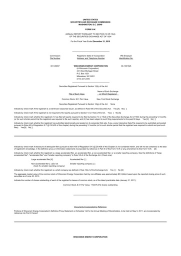 Thumbnail WEC Energy Group 10-K Annual Report 2010
