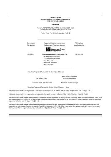 Thumbnail WEC Energy Group 10-K Annual Report 2012