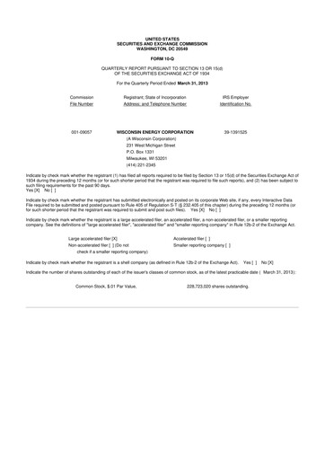 Miniature WEC Energy Group 10-Q Rapport trimestriel 2013 