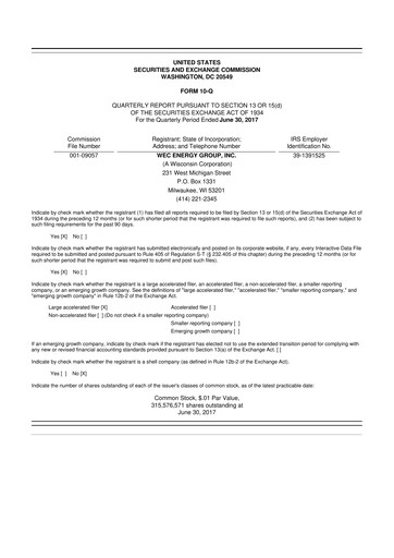 Miniature WEC Energy Group 10-Q Rapport trimestriel 2017 