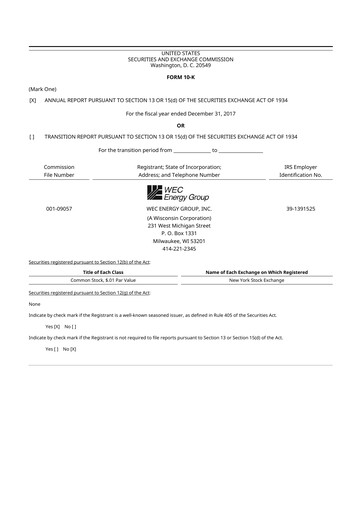 Thumbnail WEC Energy Group 10-K Annual Report 2017