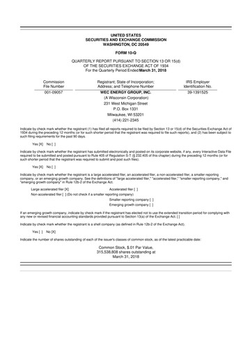 Miniature WEC Energy Group 10-Q Rapport trimestriel 2018 