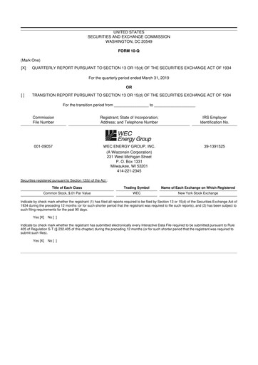 Miniature WEC Energy Group 10-Q Rapport trimestriel 2019 