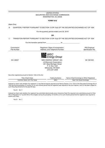Miniature WEC Energy Group 10-Q Rapport trimestriel 2019 