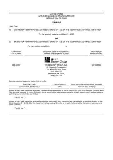 Miniature WEC Energy Group 10-Q Rapport trimestriel 2020 