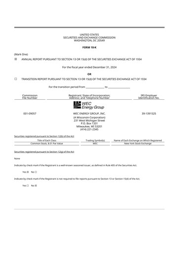 Thumbnail WEC Energy Group 10-K Annual Report 2024