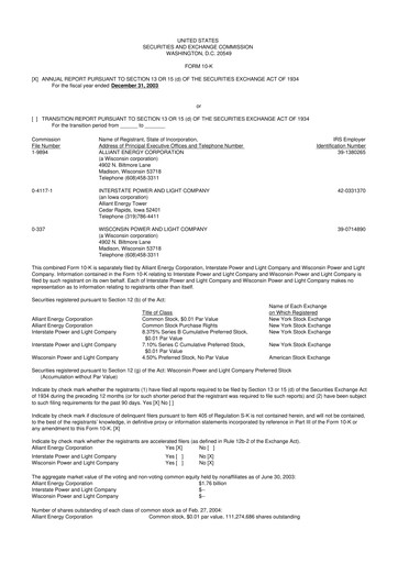 Thumbnail Alliant Energy 10-K Annual Report 