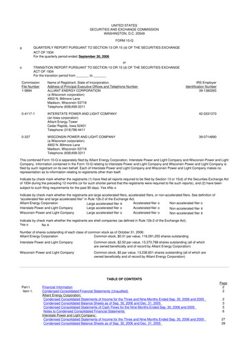 Thumbnail Alliant Energy 10-Q Quarterly Report FY 