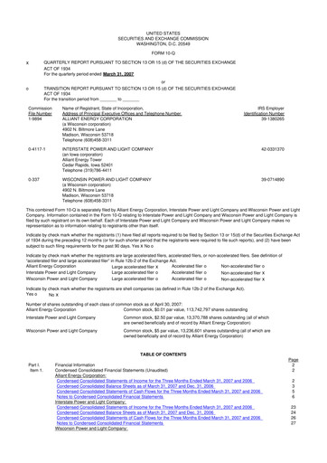 Thumbnail Alliant Energy 10-Q Quarterly Report FY 