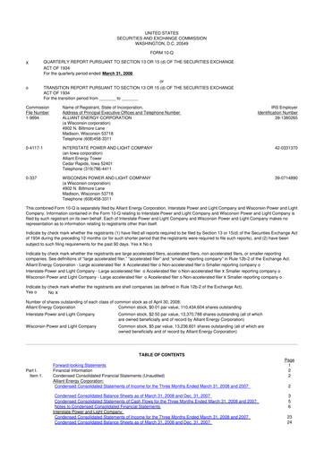 Thumbnail Alliant Energy 10-Q Quarterly Report FY 