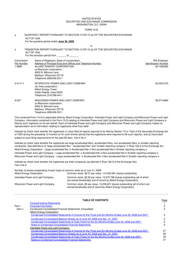 Thumbnail Alliant Energy 10-Q Quarterly Report FY 