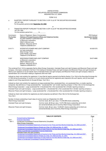 Thumbnail Alliant Energy 10-Q Quarterly Report FY 
