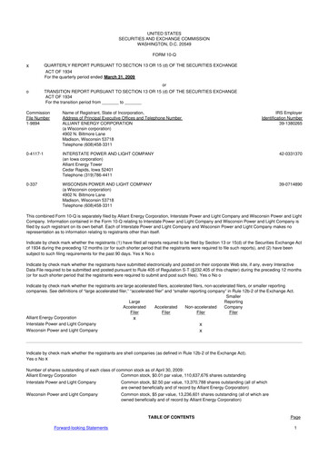 Thumbnail Alliant Energy 10-Q Quarterly Report FY 