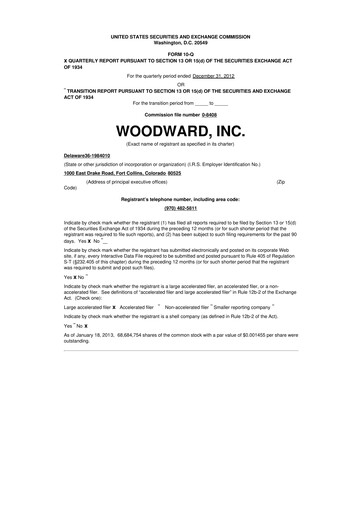 Thumbnail Woodward 10-Q Quarterly Report FY2013 