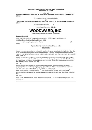 Thumbnail Woodward 10-Q Quarterly Report FY2013 