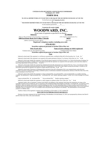 Thumbnail Woodward 10-K Annual Report 2013