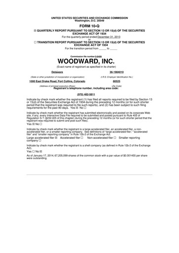 Thumbnail Woodward 10-Q Quarterly Report FY2014 