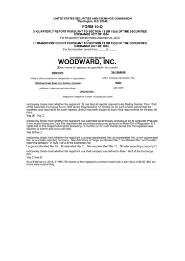 Thumbnail Woodward 10-Q Quarterly Report FY2016 