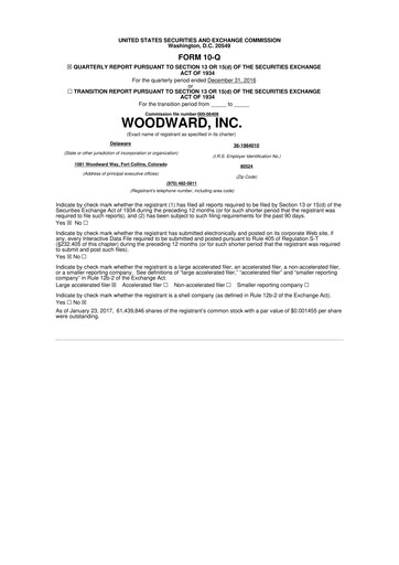 Thumbnail Woodward 10-Q Quarterly Report FY2017 