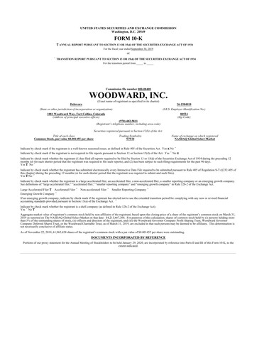 Thumbnail Woodward 10-K Annual Report 2019