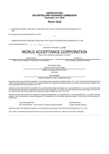 Thumbnail World Acceptance Corporation 10-Q Quarterly Report FY2013 